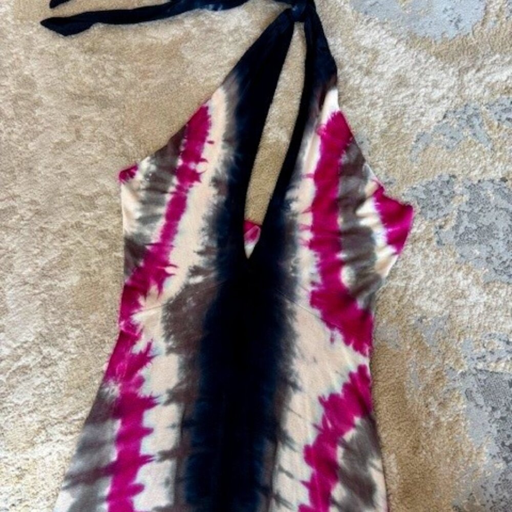 Womens Tie Dye Maxi Halter Dress